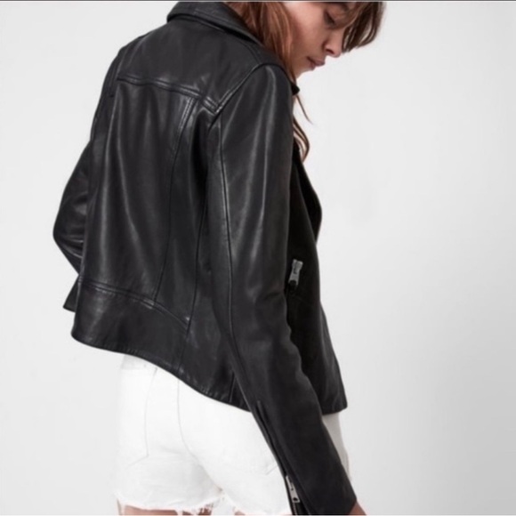 NWOT ALL SAINTS THE DALDY BLACK BIKER LEATHER JACKET SIZE O - Picture 4 of 16